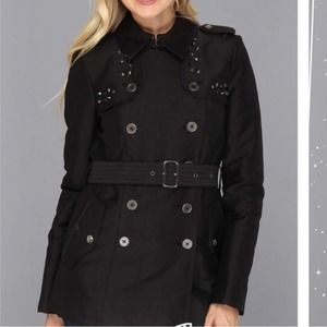 NWT Sam Edelman studded black trench coat Sz S